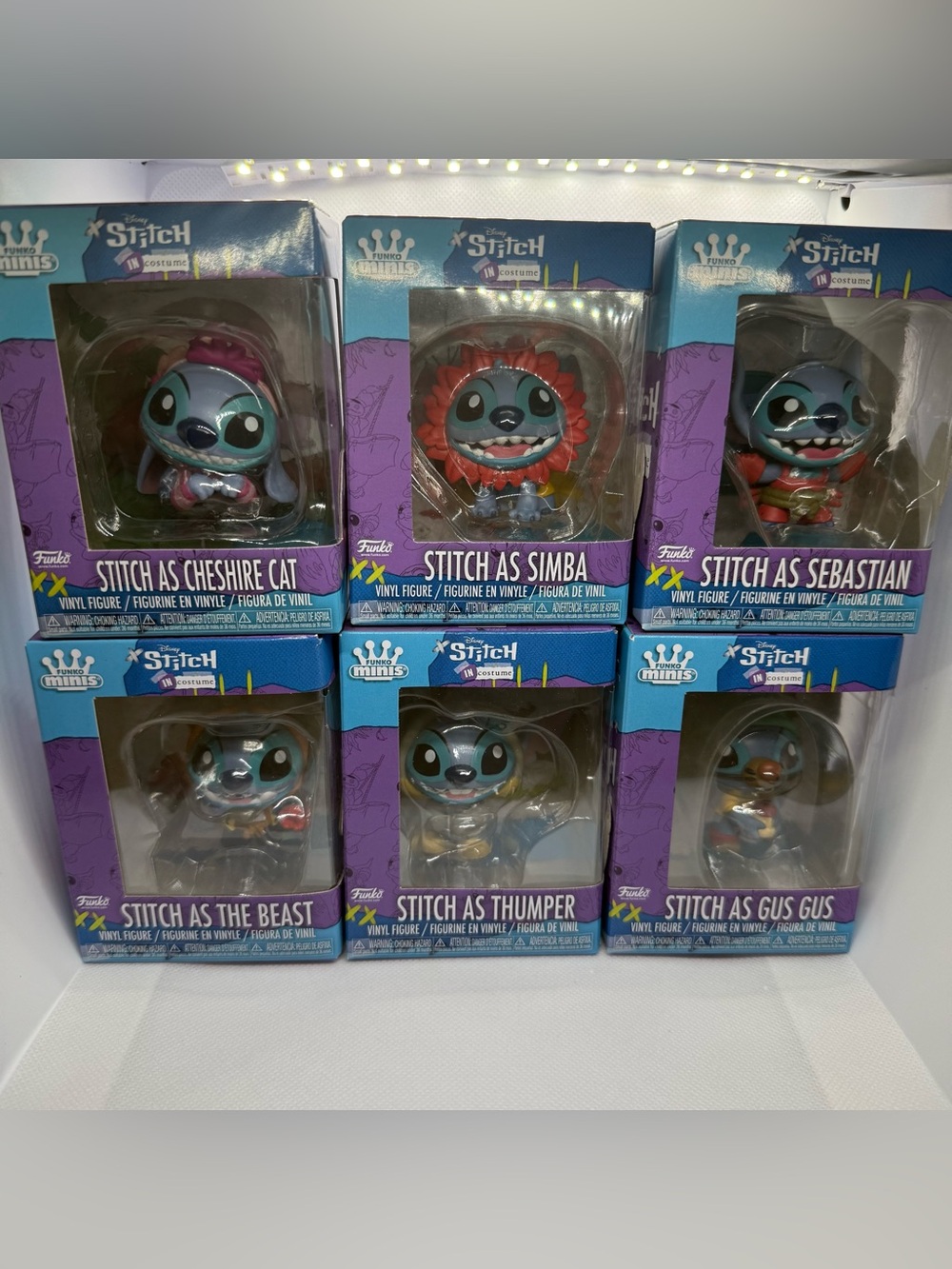 Disney Stitch Costume Funko Minis 6pc Set Simba Beast Cheshire Cat Gus Gus